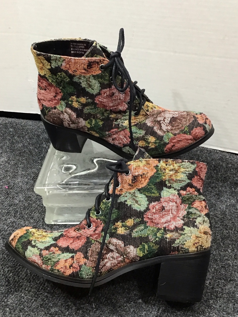 Diba Dixie Floral Lace-Up Ankle Boots in Multicolor Tapestry 8.5 - Picture 2 of 12